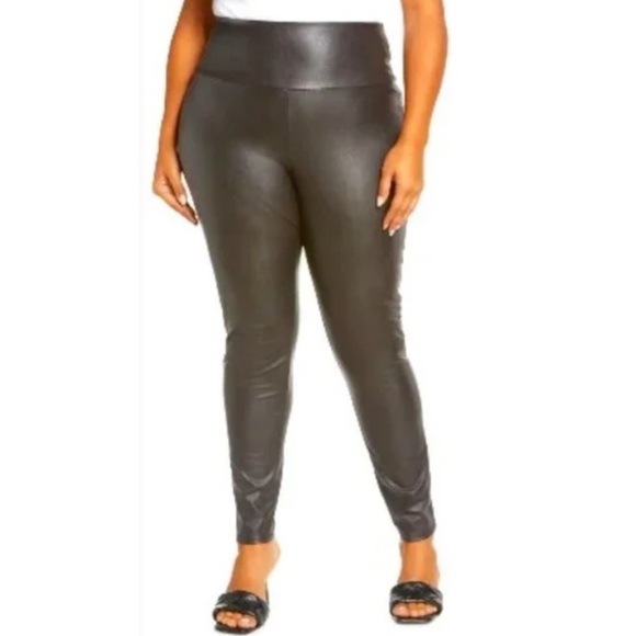 7 For All Mankind Faux Leather Grey Leggings - Picture 1 of 11